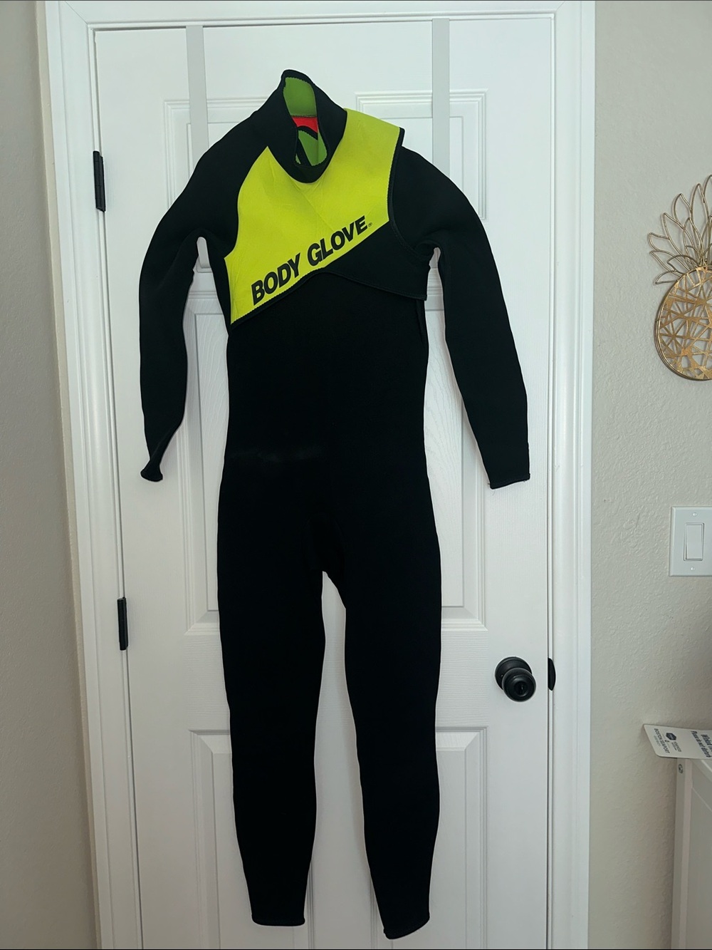 Body Glove Black and Neon Yellow Chest Zip Wetsuit